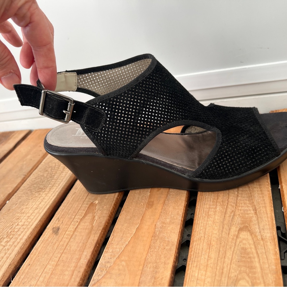 BROWNS Black Wedge Sandal with Ankle Strap - Picture 5 of 10